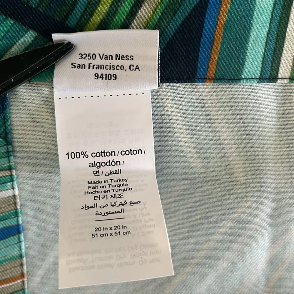 Williams Sonoma NEW 8 palm leaf napkins 100% cotton blue green aqua tropical